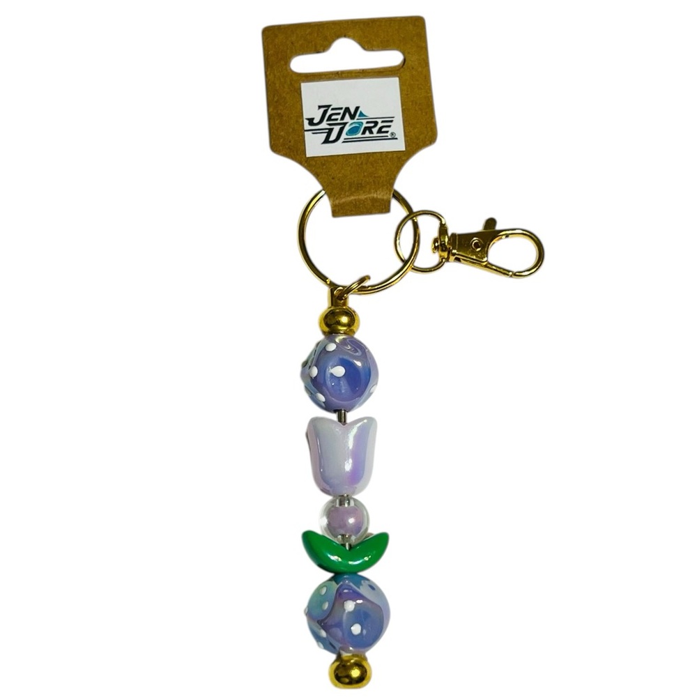 JenDore Handmade Tulip Flower Keychain Keyring Backpack Purse Bag Charm Floral